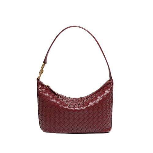 Woven Bag for Women Fashion Weave Top Handle Handbag Purse Handmade Shoulder Bag Underarm Bag Tote Crossbody (Red) | Amazon (US)