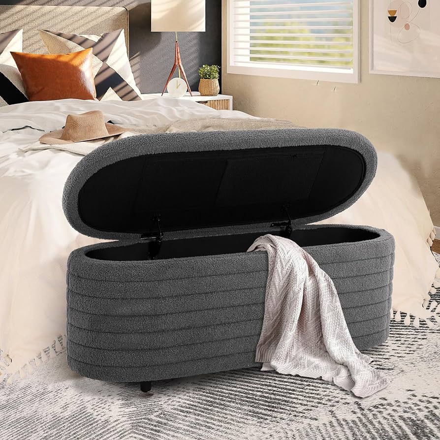 COCO DESIGN 43in Boucle Storage Ottoman Bench, Upholstered Bench with Storage for Bedroom End of ... | Amazon (US)