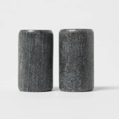 2pc Marble Salt and Pepper Shaker Set Gray - Threshold™: 3" Tall, Spot Clean, Tableware, 2 Piec... | Target