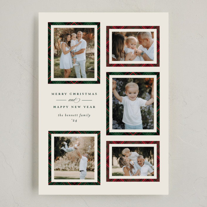 "Plaid Gallery" - Customizable Grand Holiday Cards in Beige by Erica Krystek. | Minted