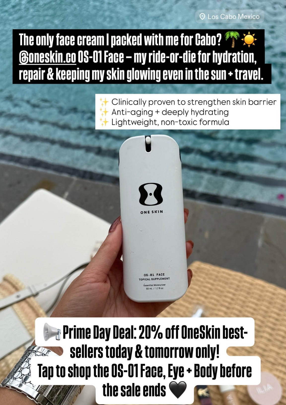 The only face cream I packed with me for Cabo? 🌴☀️ OneSkin OS-01 Face — my ride-or-die for hydration, repair & keeping my skin glowing even in the sun + travel.

✨ Clinically proven to strengthen skin barrier
✨ Anti-aging + deeply hydrating
✨ Lightweight, non-toxic formula

📢 Prime Day Deal: 20% off OneSkin best-sellers today & tomorrow only!
Tap to shop the OS-01 Face, Eye + Body before the sale ends 🖤 

#LTKSaleAlert #LTKBeauty