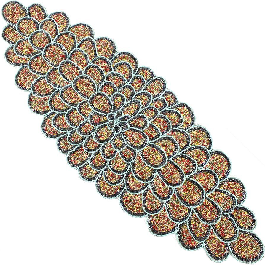 CLEENTABLE - Handcrafted Beaded Table Runner – 36"x13" Floral Elegance with Durable Polyester B... | Amazon (US)