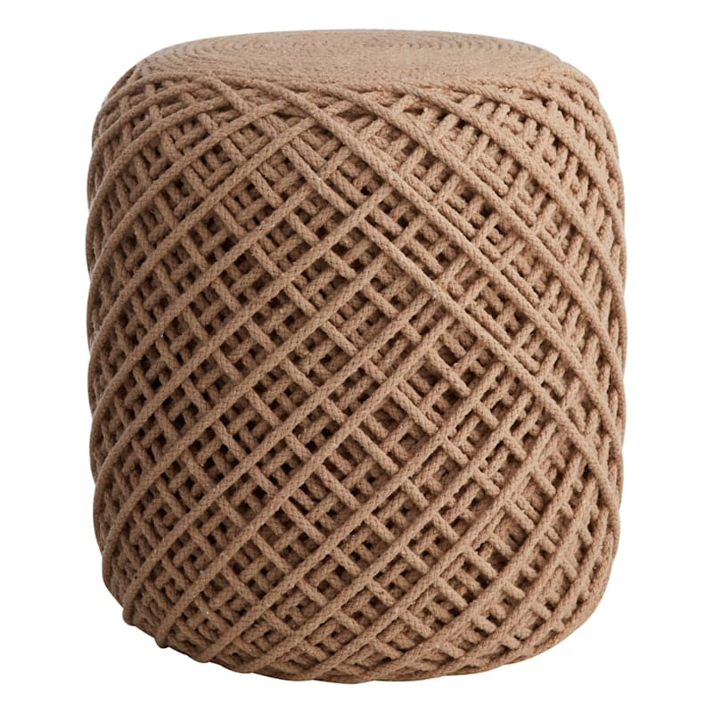 Reid Twisted Ottoman, Wool Brown | At Home