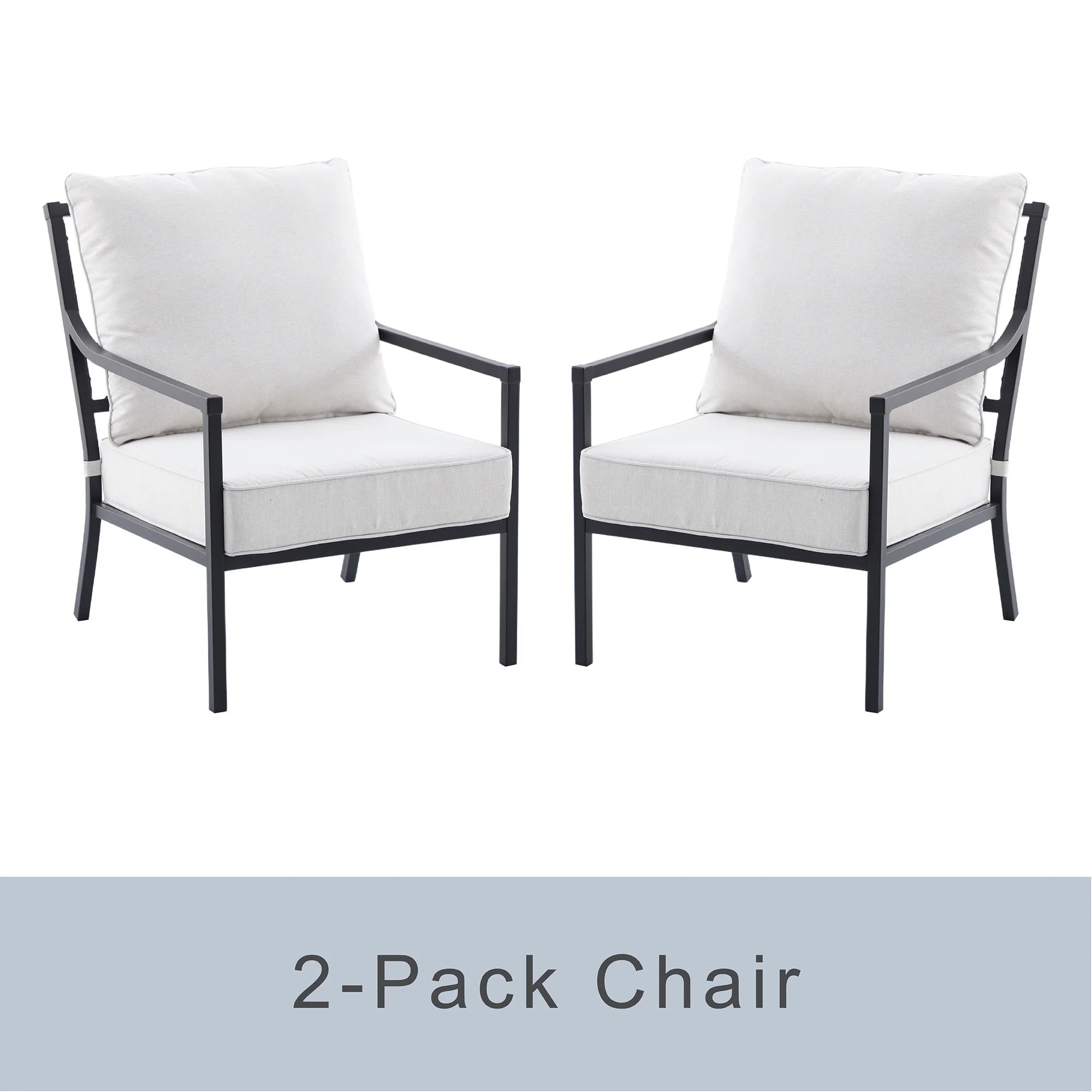 My Texas House Cambria 2-Pack Outdoor Stationary Steel Conversation Chairs, Black | Walmart (US)