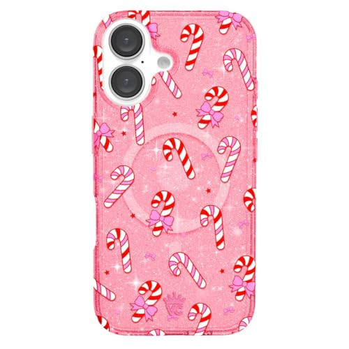 VELVET CAVIAR Christmas Phone Case for iPhone 16 - Compatible with MagSafe [10ft Drop Tested] - Holiday Pink Peppermint Glitter Winter Theme | Amazon (US)