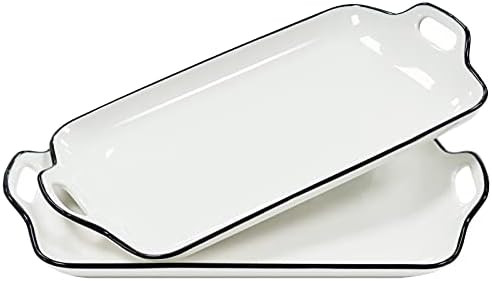 AQUIVER 12" Large Serving Platter, Serving Tray with Handles, Black Edge Serving Dishes for Party... | Amazon (US)