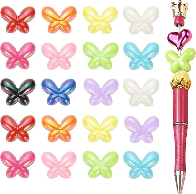 PATIKIL 40pcs Beads for Pens, Acrylic Pen Beads Colorful Beadable Loose Spacer Focal Bead Accesso... | Amazon (US)