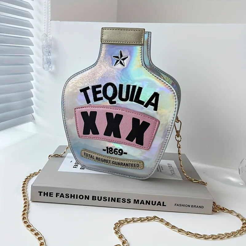 Beer Shaped Crossbody Bag, Letter Patch Decor Coin Purse, Trendy Laser Novelty Bag With Chain Str... | Temu Affiliate Program