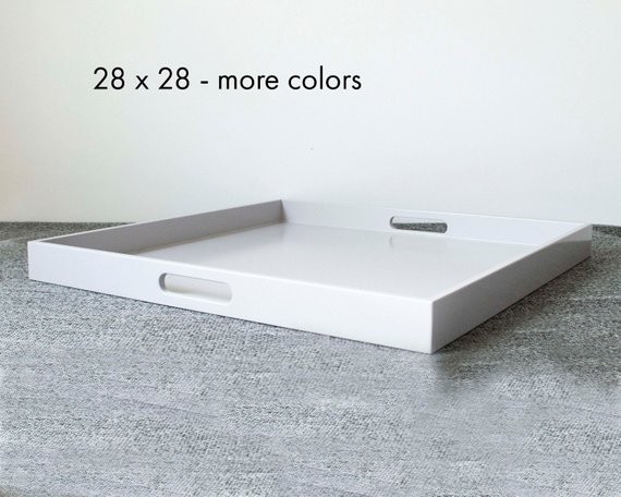 28 x 28 Square Oversized Ottoman Tray, Extra Large Modern Coffee Table Tray with Handles | Etsy (US)