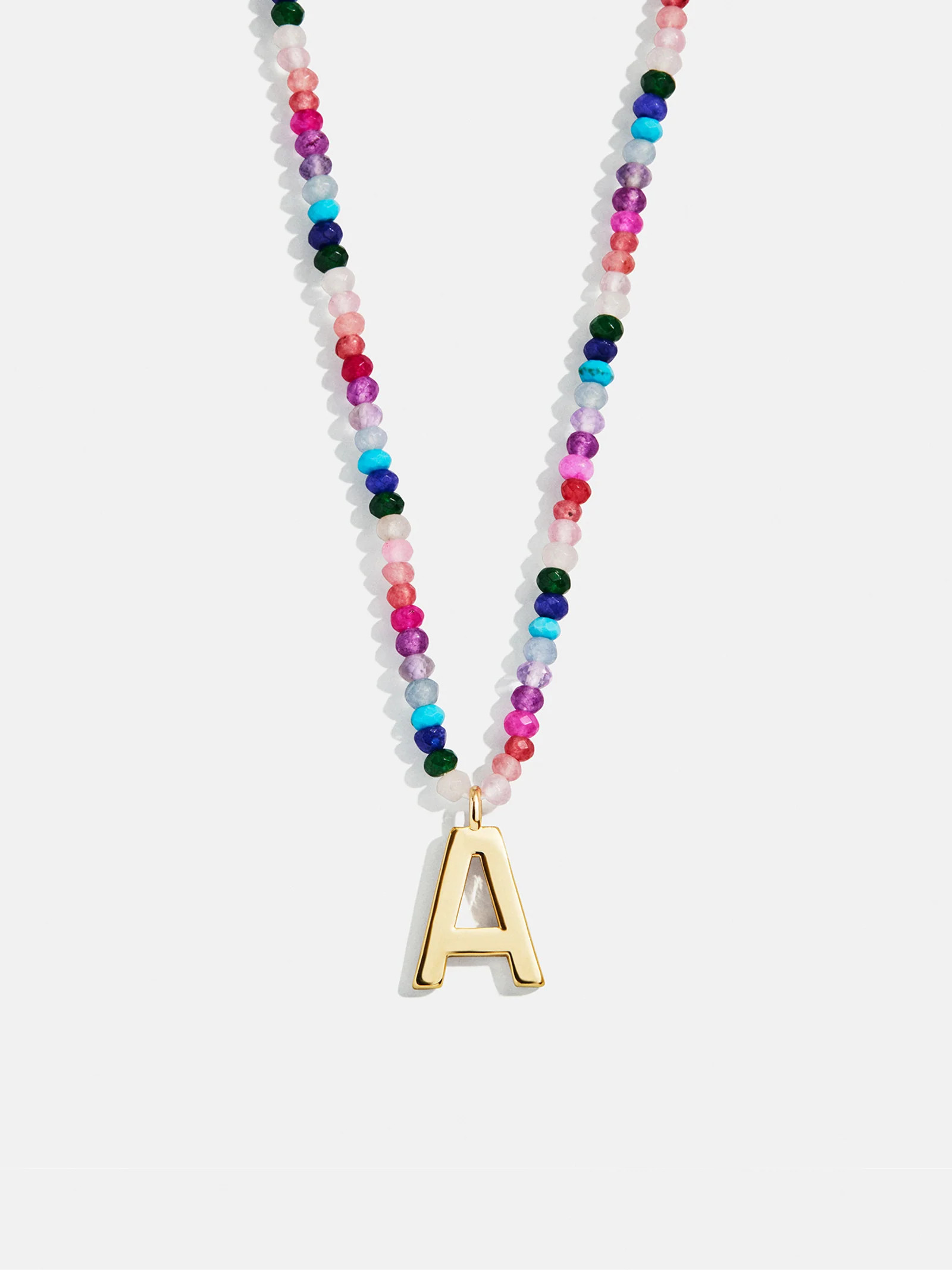 Semi-Precious Block Initial Necklace - Dark Multi | BaubleBar