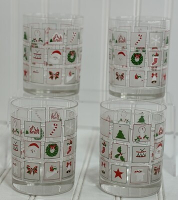 Vintage Culver Set of 4 Christmas Potpourri MCM Glasses  | eBay | eBay US