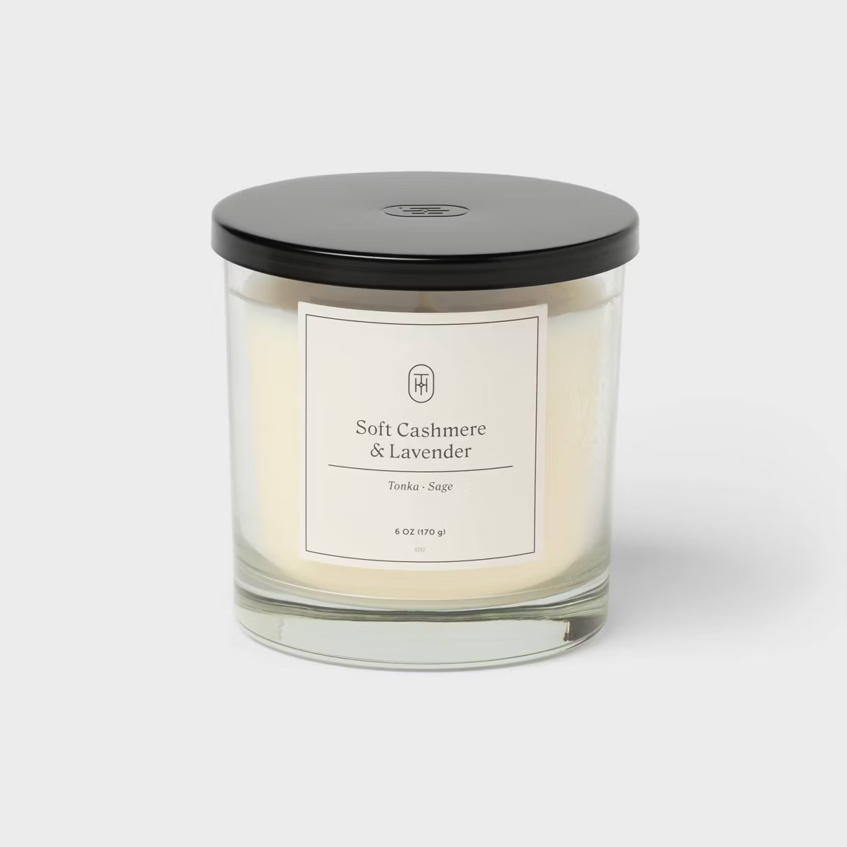 Small Clear Glass Soft Cashmere and Lavender Jar Candle with Black Lid 6oz - Threshold\u2122 | Target