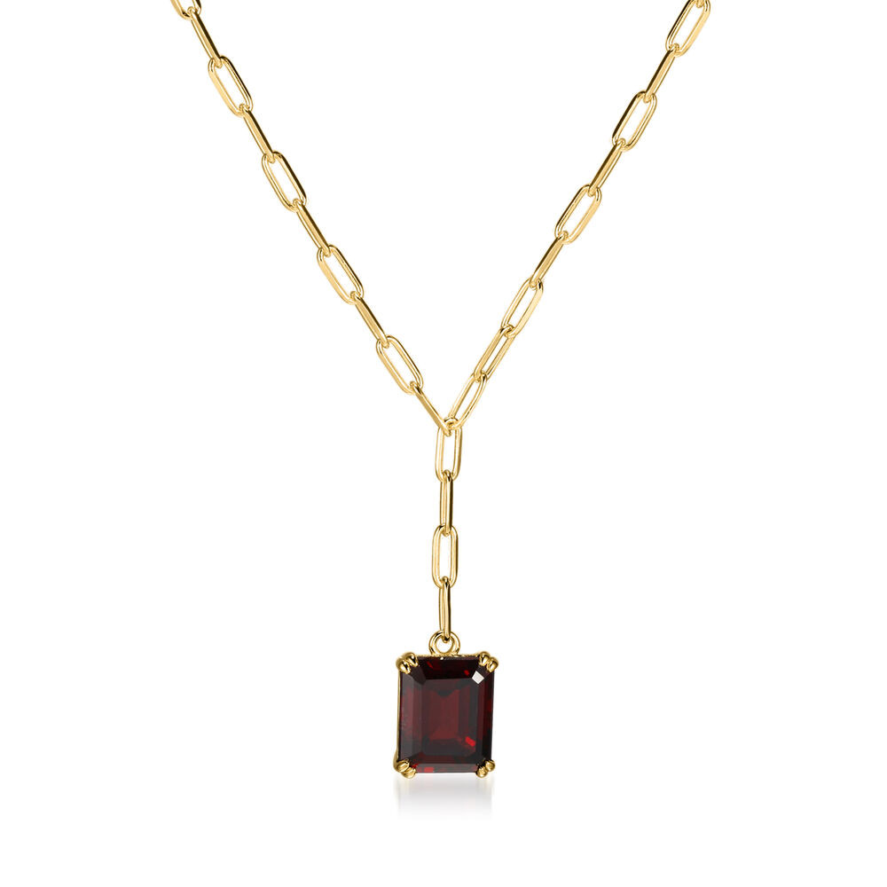 3.00 Carat Garnet Paper Clip Link Y-Necklace in 18kt Gold Over Sterling. 18" | Ross-Simons