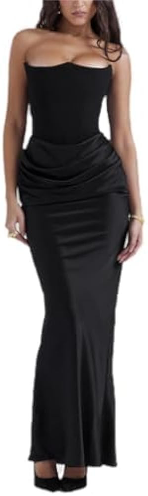 Catalpalev Women's Sexy Fishbone Plunge Slim Backless Temperament Velvet Gowns Bridesmaid Dresses... | Amazon (US)