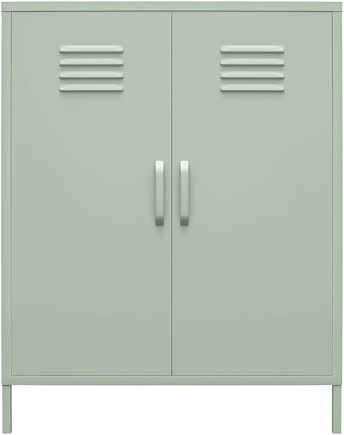 REALROOMS Shadwick 2 Door Metal Locker Style Accent Storage Cabinet, Pale Green | Amazon (US)