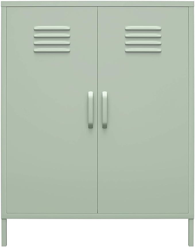 REALROOMS Shadwick 2 Door Metal Locker Style Accent Storage Cabinet, Pale Green | Amazon (US)