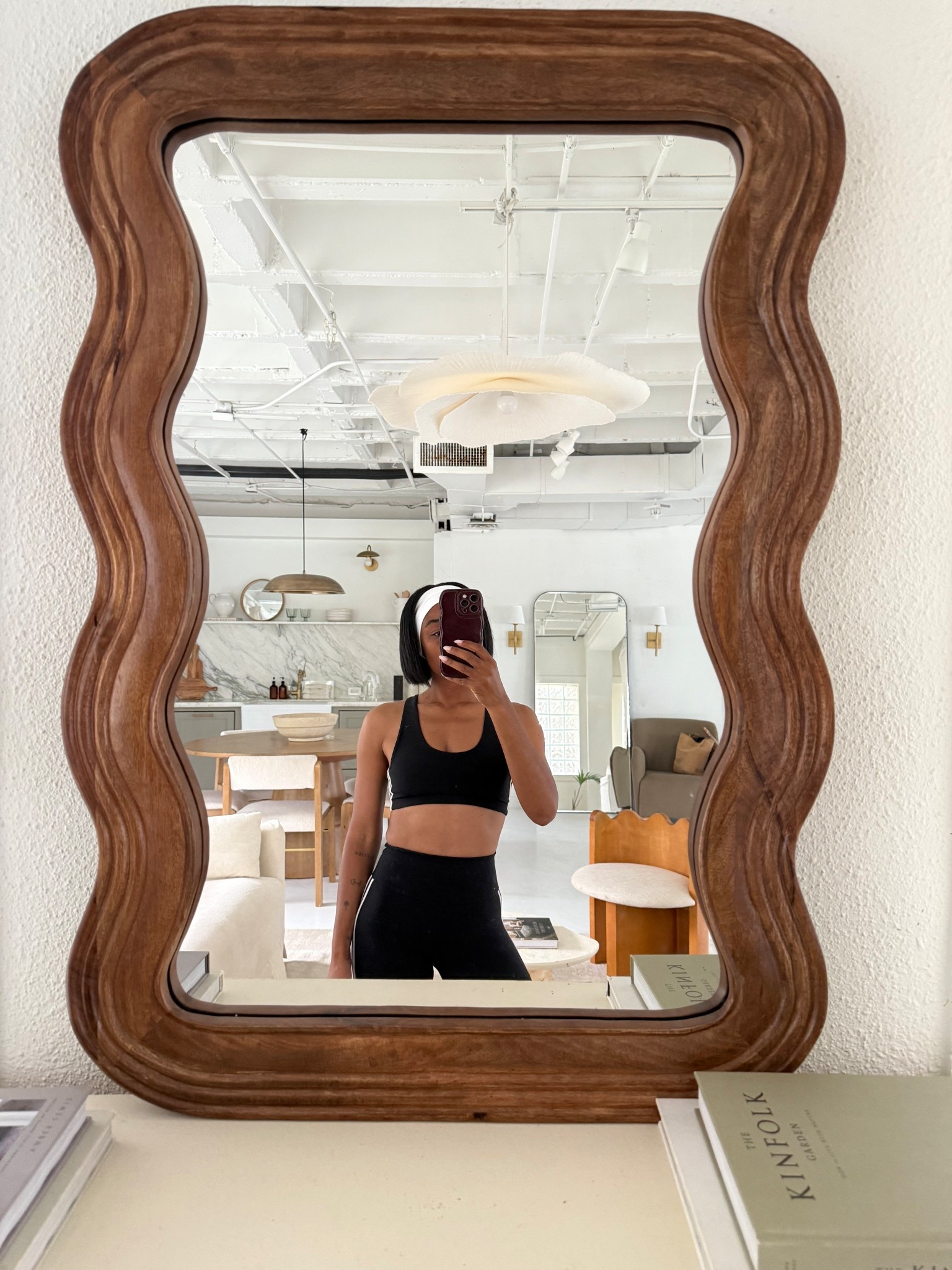 Active wear: Black sports bra, leggings, headband (sold in a pack with different colors), and brown wood mirror 

#LTKStyleTip #LTKActive