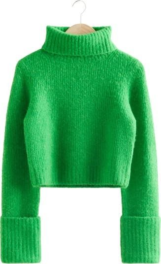 Cuffed Wool Blend Turtleneck Sweater Green Sweater Sweaters Fall Sweater Fall Outfits 2022 | Nordstrom
