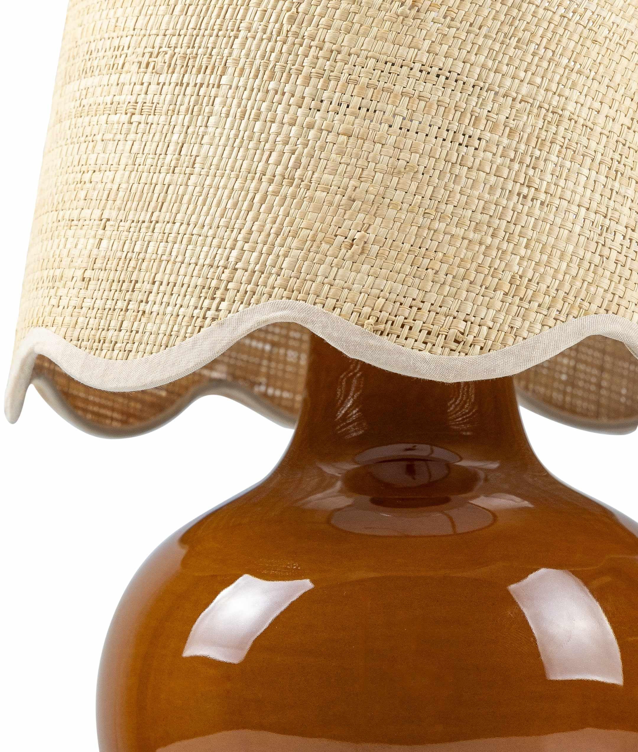 Theisseil Boho Ceramic and Jute Bedside Table Lamp for Bedroom Nightstand - End Side Table Lamp for Living Room - Shade Rattan - Brown, Rust, Beige - 13" H | Amazon (US)