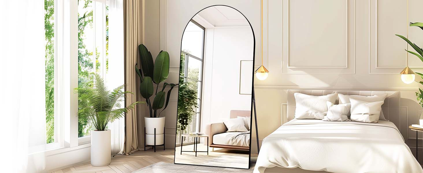 76"x34" Arched Full Length Mirror Large Mirror with Stand Aluminum Alloy Frame Floor Mirror for L... | Amazon (US)