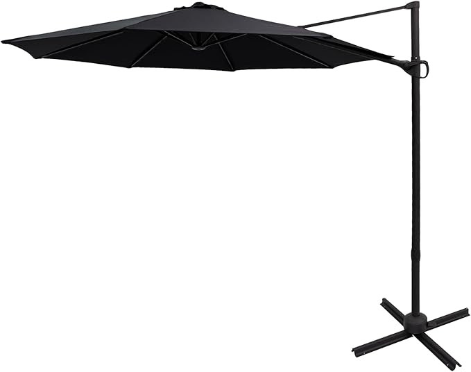 FLAME&SHADE 10 ft Cantilever Offset Outdoor Patio Umbrella with Base Stand Rotate and Tilt - Blac... | Amazon (US)