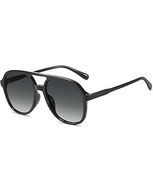 Retro Aviator Sunglasses for Women Men Classic 70s Vintage Trendy Square Aviators Sun Glasses | Amazon (US)
