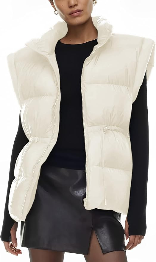 Ameliever Womens Puffer Vest Stand Collar Quilted Zip Up Padded Gilet Puffy Sleeveless Jacket Bub... | Amazon (US)