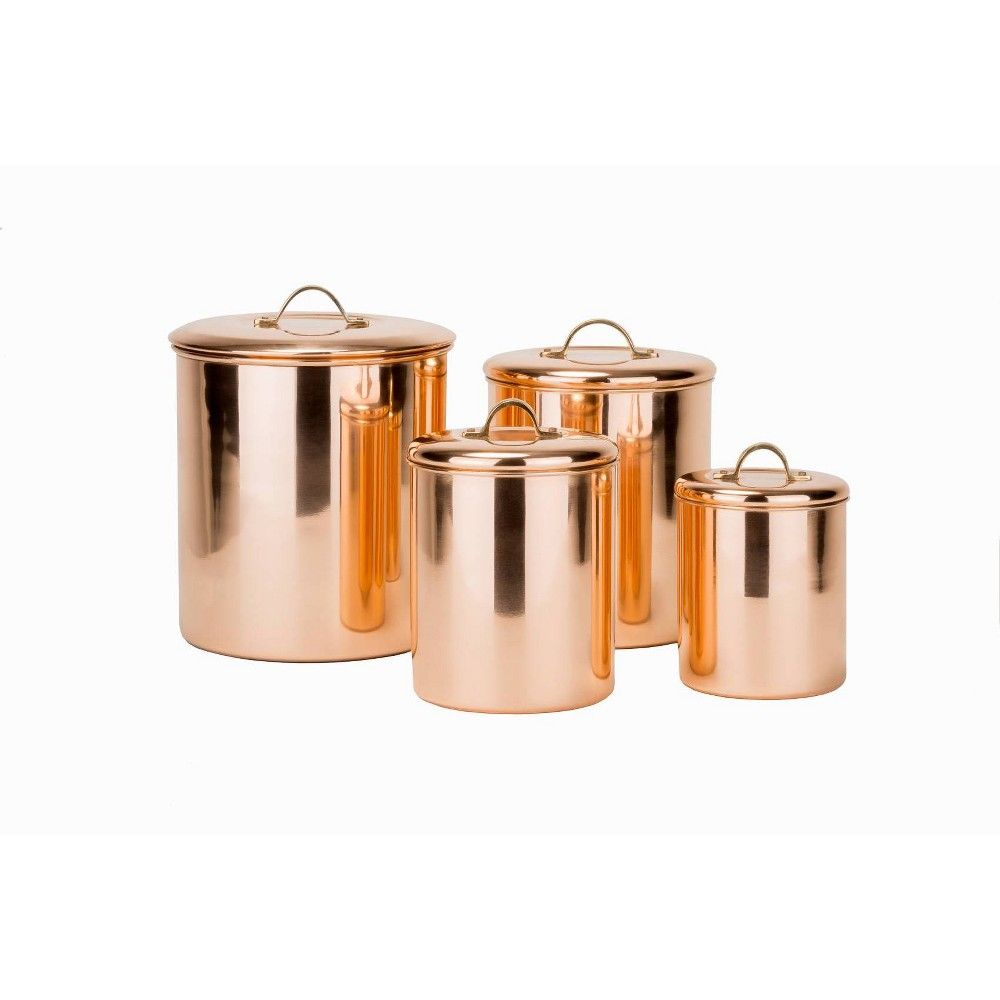 Old Dutch 4pc Polished Copper Canister Set with Brass Knobs | Target