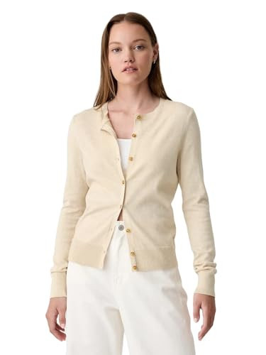 GAP Womens Crewneck Cardigan Light Oat Heather L | Amazon (US)