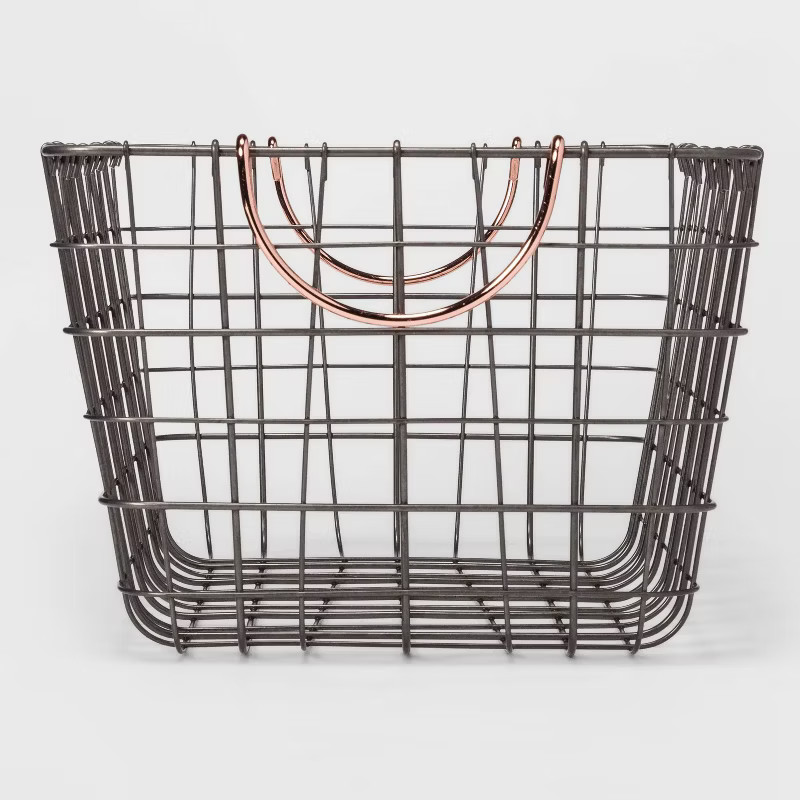 16"x11"x8" Wire Basket with Handle Gray/Copper - Threshold™ | Target