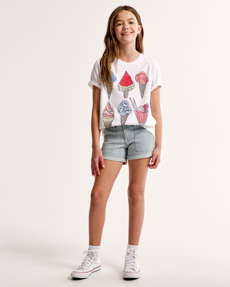 girls oversized graphic logo tee | girls tops | Abercrombie.com | Abercrombie & Fitch (US)
