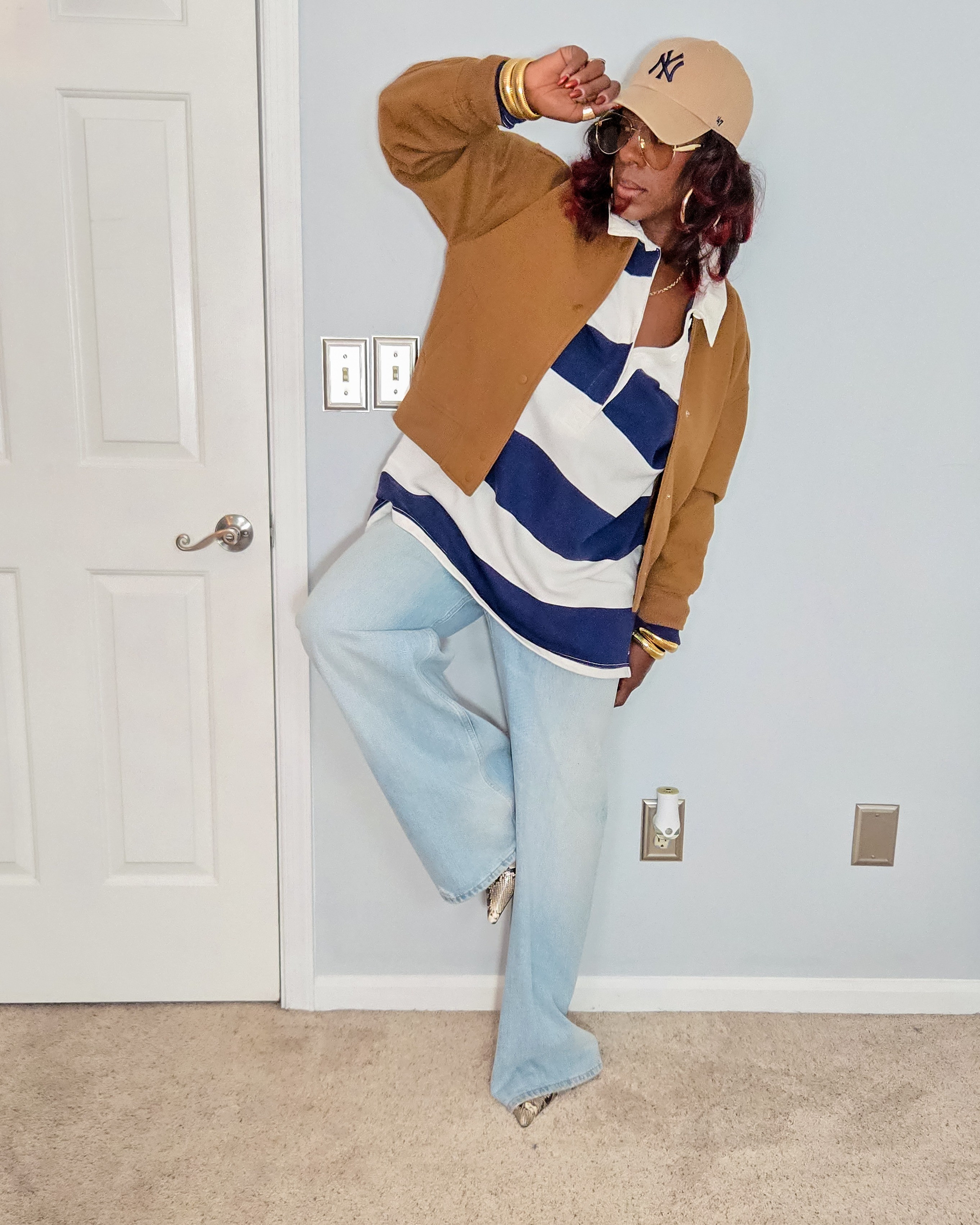 Oversized Rugby Look w Bomber Jacket Love a good baggy look that still gives girly and seggsy!

#LTKootd #LTKgrwm #LTKOver40