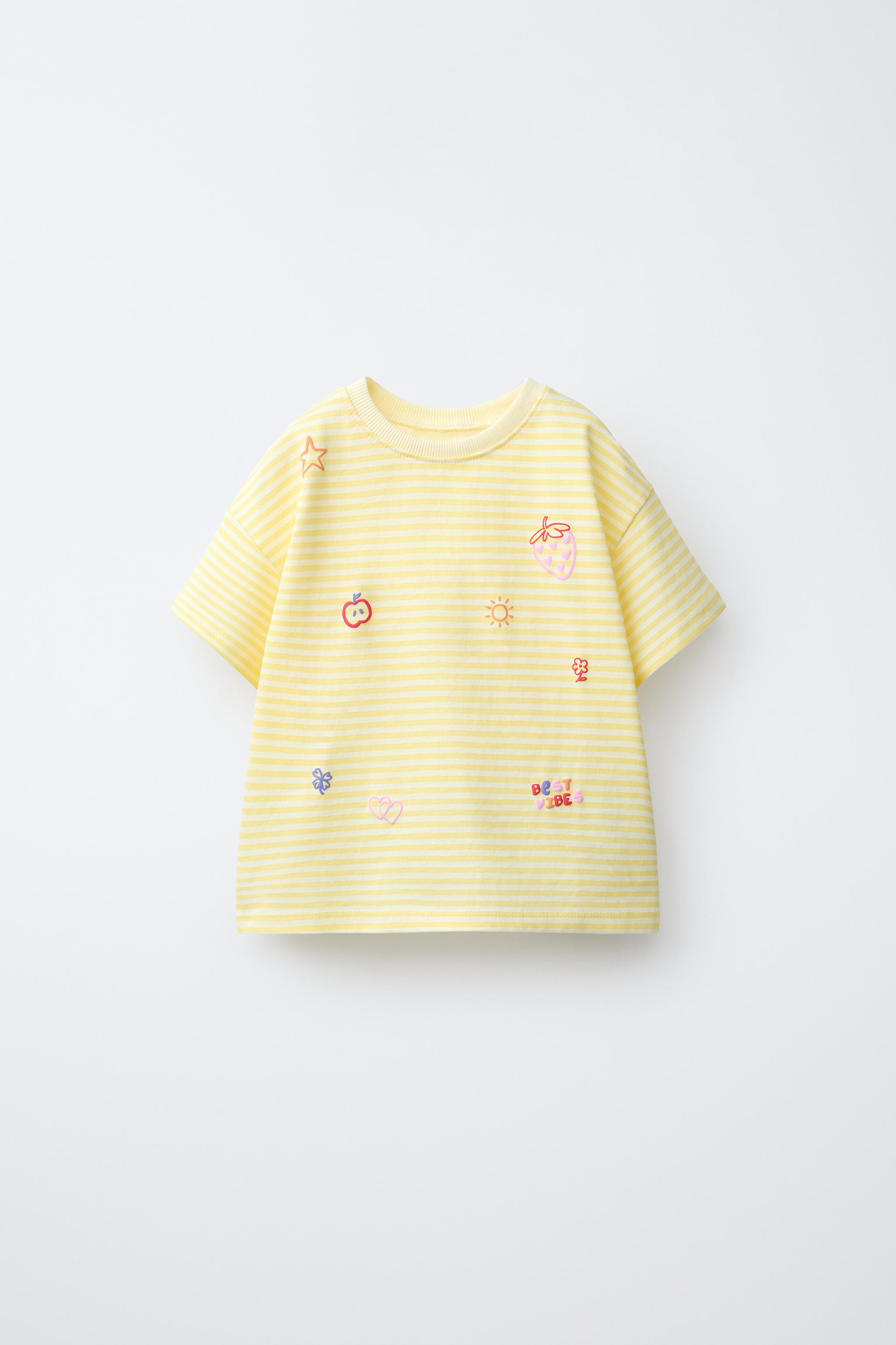 STRIPED T-SHIRT WITH EMBOSSED DETAILS | Zara US