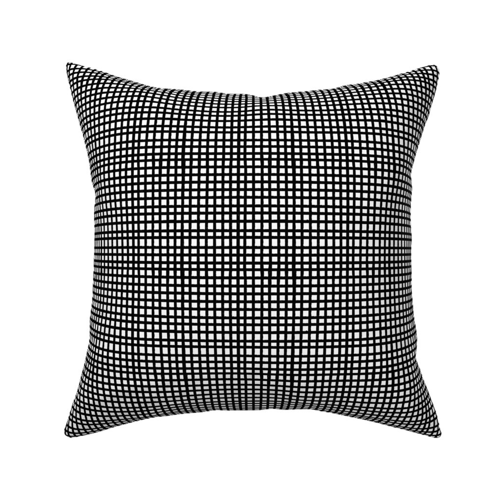 Painted Gingham Check // Black (Small 4" Scale) Throw Pillow | Spoonflower | Spoonflower