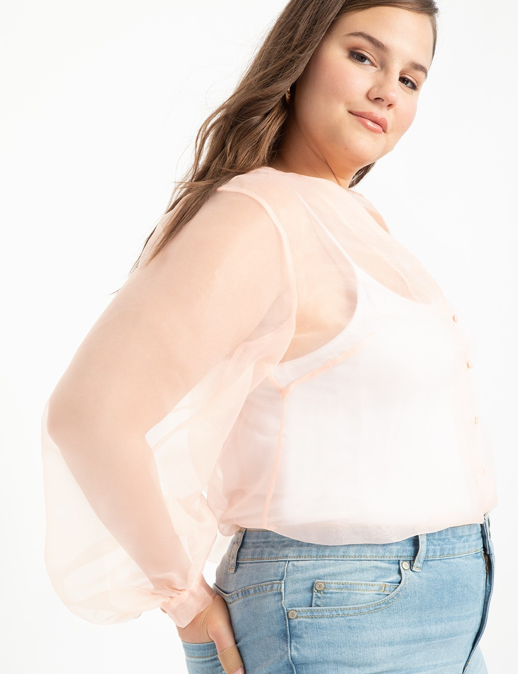 Organza Dramatic Sleeve Blouse | Eloquii