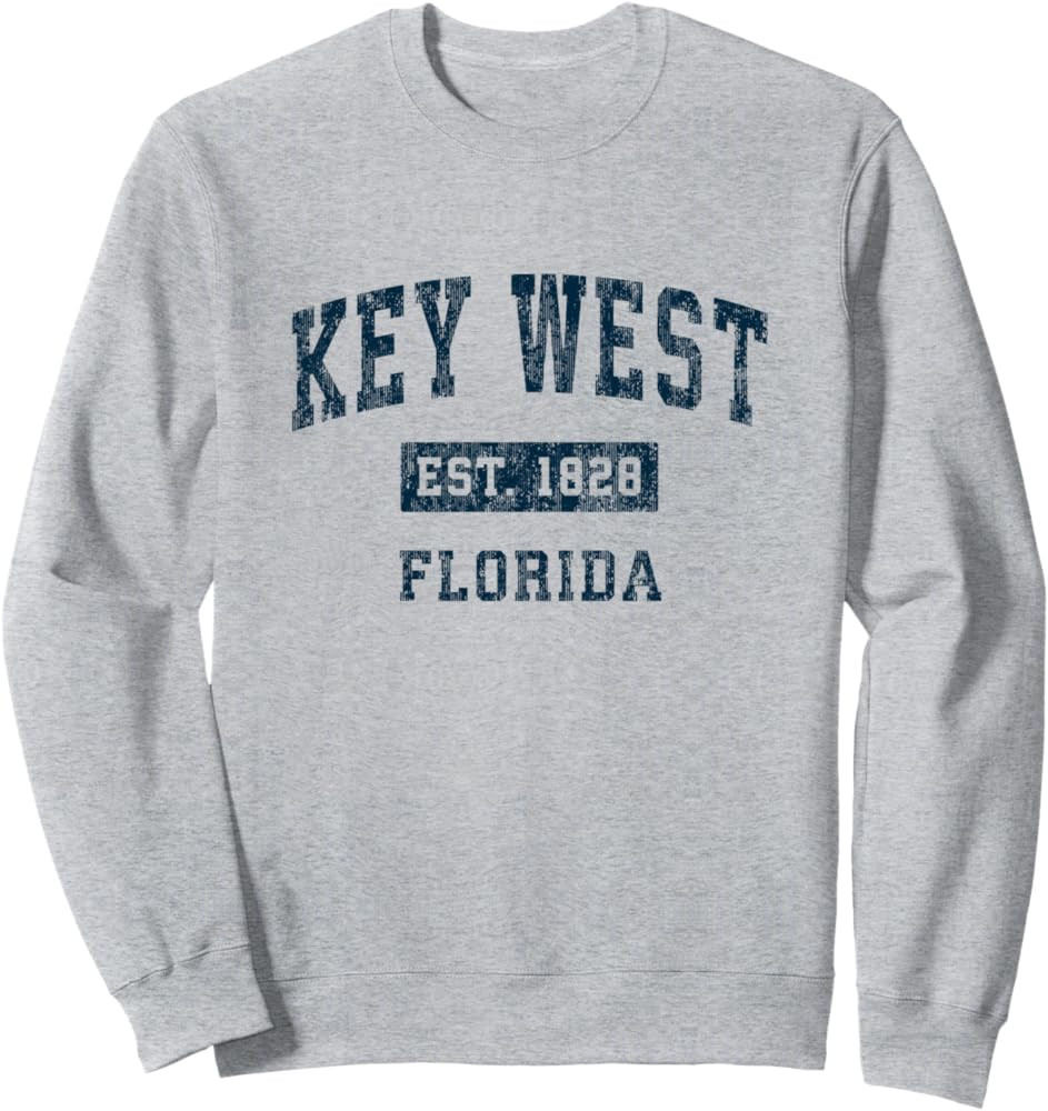 Key West Florida FL Vintage Sports Design Navy Print Sweatshirt | Amazon (US)