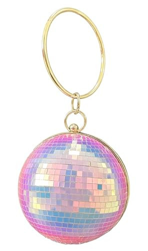 Disco Ball Purse For Women, Sparkly Sequin Glitter Wristlet Clutch, Mirror Cube Bag, Party Retro Handbag Wedding Bags (Iridescent) | Amazon (US)