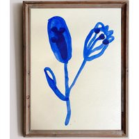 Blue Floral Shapes No. 2, Original Painting On Paper By Paula Mills, Botanical Art Decor | Etsy (US)