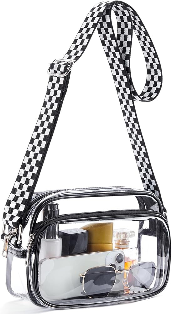 Small Crossbody Purse for Women Triple Zip Cell Phone Leather Handbag with Colored Shoulder Strap | Amazon (US)