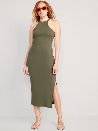 Fitted High-Neck Rib-Knit Maxi Dress for Women | Old Navy (US)