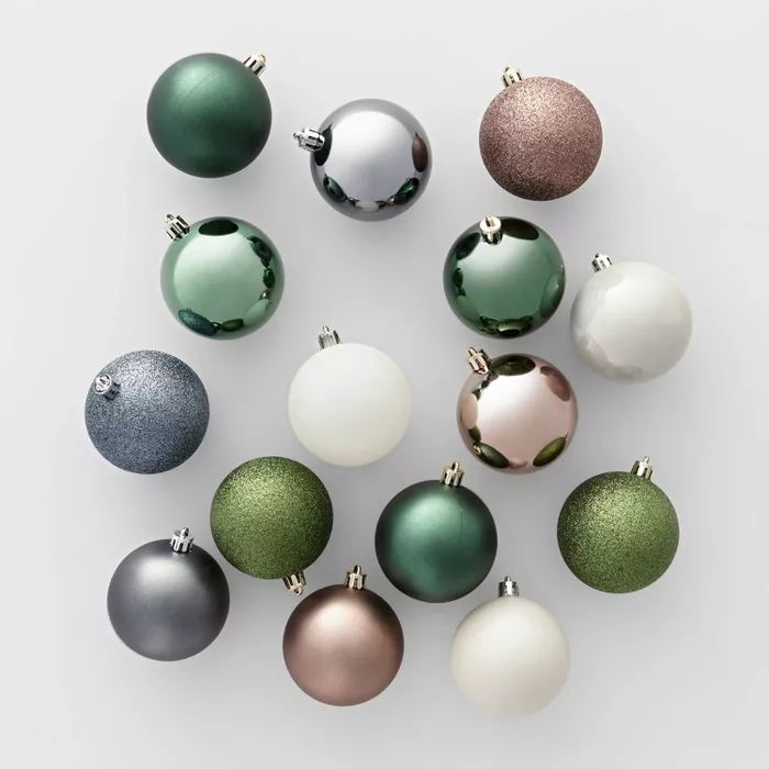 50ct Veranda Christmas 70mm Ornament Set Green Mushroom Slate Blue &#38; White - Wondershop&#8482... | Target