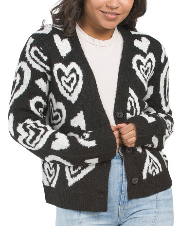 Sketch Hearts Seasonal Cardigan | TJ Maxx