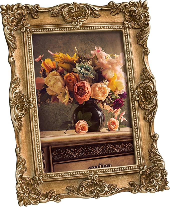 eletecpro 4x6 Vintage Picture Frame with Real Glass Cover, Ornate Antique Photo Frame, Display 4x... | Amazon (US)
