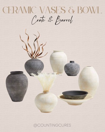 Level up your home with these neutral ceramic vases and bowl from Crate & Barrel!
#decoridea #minimalistaesthetic #homerefresh #livingroominspo

#LTKhome #LTKfindsunder100 #LTKstyletip