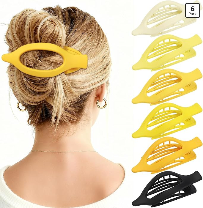 Flat Hair Clips for Women - 6 PCS French Flat Claw Clips Medium Hair Clips for Girls Large Hair C... | Amazon (US)