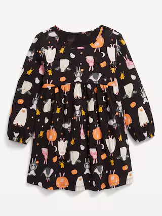 Printed Jersey-Knit Long-Sleeve Dress for Toddler Girls | Old Navy (US)