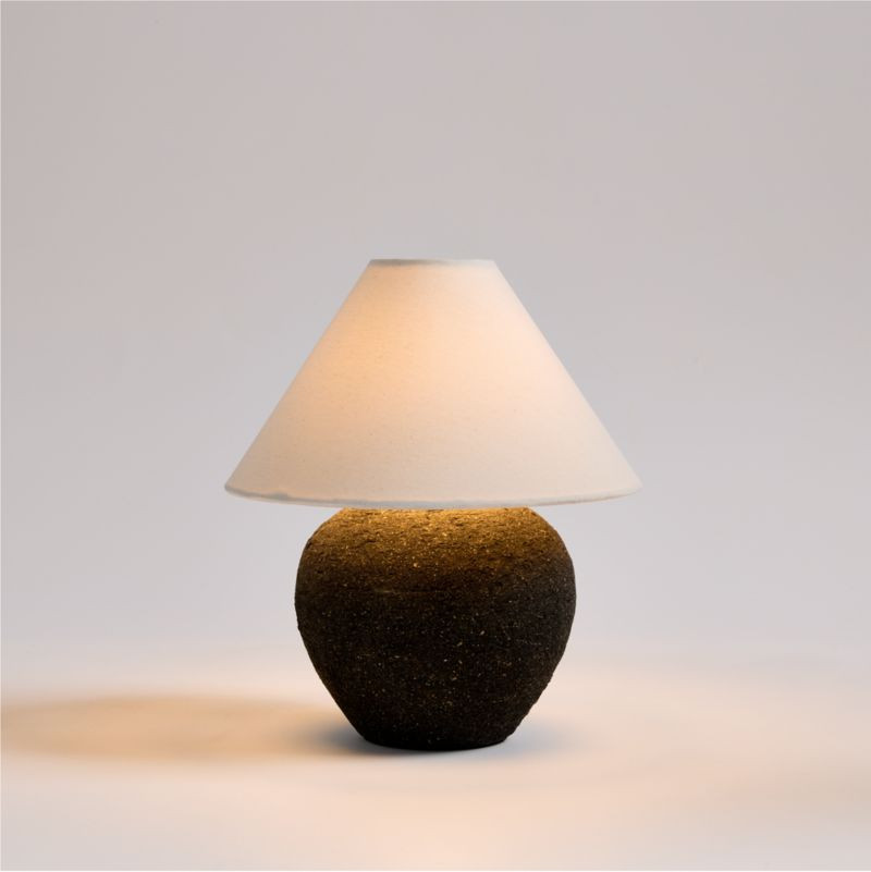 Corfu Black Mini Table Lamp with Fabric Shade 12.4" + Reviews | Crate & Barrel | Crate & Barrel