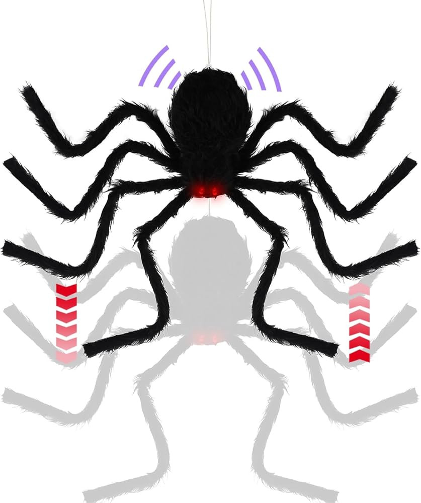 yosager Halloween Electric Realistic Moving Spider, 76" Black Hairy Hanging Spider Climb Up and D... | Amazon (US)