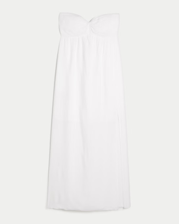 Damen Trägerloses Maxikleid mit verdrehtem Design an der Brust | Damen Kleider und Einteiler | H... | Hollister (EU)