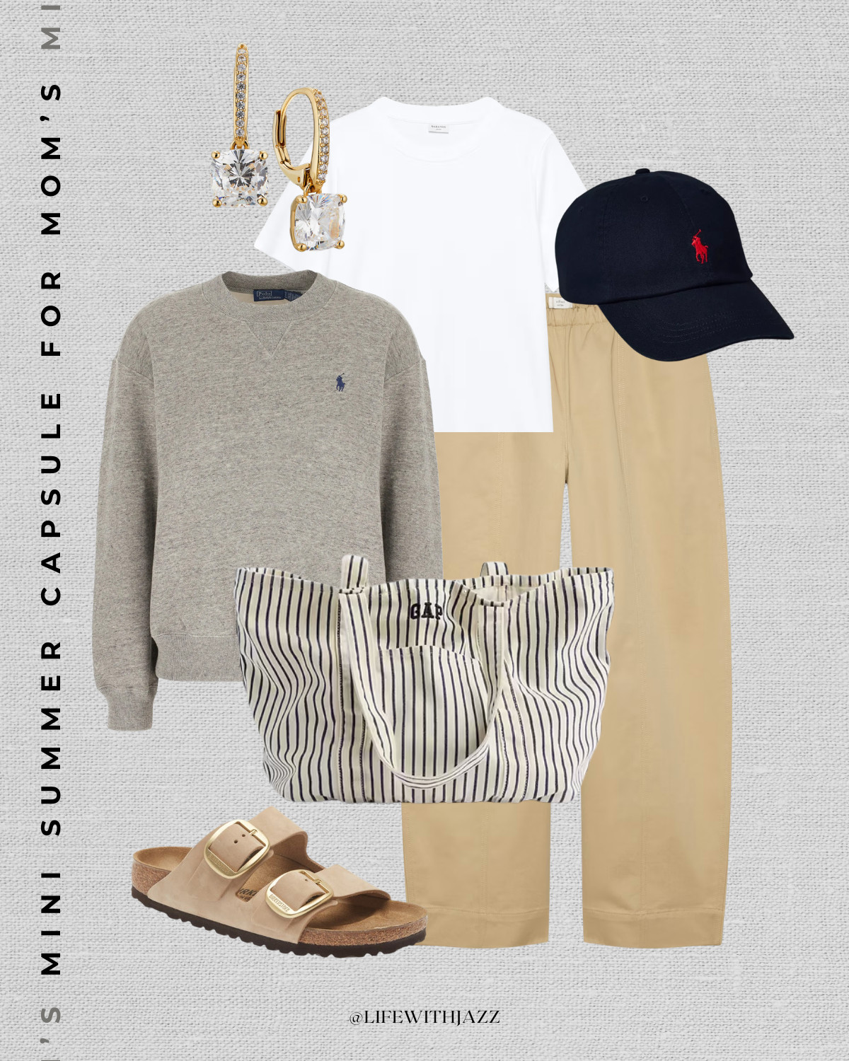 casual summer mom outfit

minimal style / summer style / khaki barrel pants / polo ralph lauren sweatshirt / polo ralph lauren baseball hat / gap striped tote / birkenstocks / park outfit 

 #LTKootd #LTKmomlife